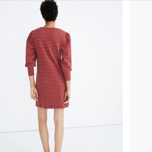 Madewell Square-Neck Long-Sleeve Mini Dress in Bow-Tie Jacquard - Picture 3 of 7